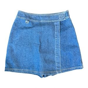 Vintage Y2K Coastal Cowgirl Denim Skort Skirt Shorts Womens 14 Preppy High Waist
